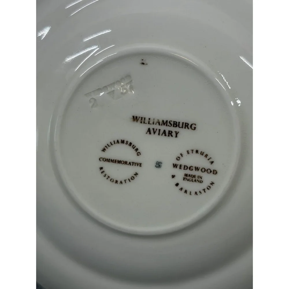 Wedgwood‎ Williamsburg Aviary Teacup Saucer Set Ivory Brown Birds England